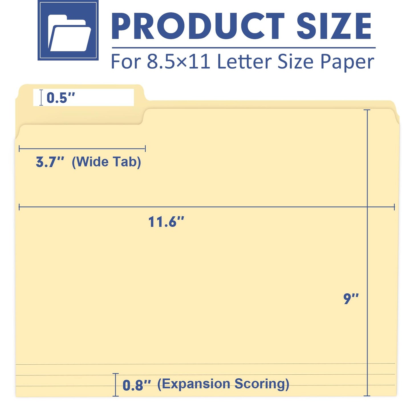 File Folder, PANDRI 30 Pack File Folder, 1/3 Cut Tab, Letter Size, Filing Folder for Office School Business, Manila
