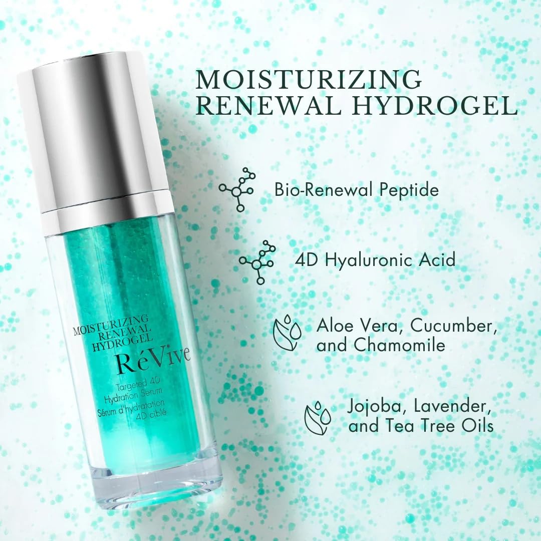 ReVive Hydrogel Face Serum - Anti Aging Serum with Targeted 4D Hydration and 4 Types of Hyaluronic Acid for Skin Barrier Repair - Actively Attract & Retain Moisture (30ml)