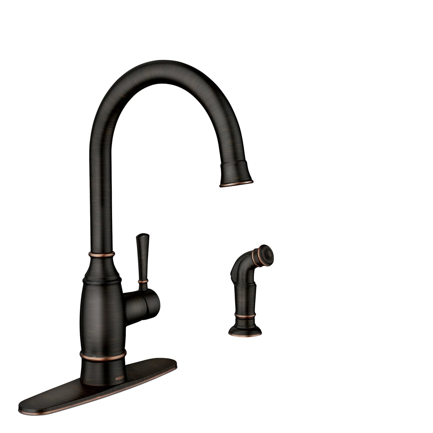 Moen Noell Mediterranean Bronze Single-Handle Kitchen Faucet with Side Sprayer, 87506BRB