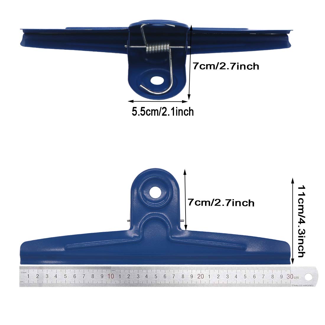 GUKBIAY Extra Large Bull Clips 2 Pack 12 Inch Blue Jumbo Stainless Steel Clips Paper Clamps Holder for Drawing Board Poster Clamping Bag