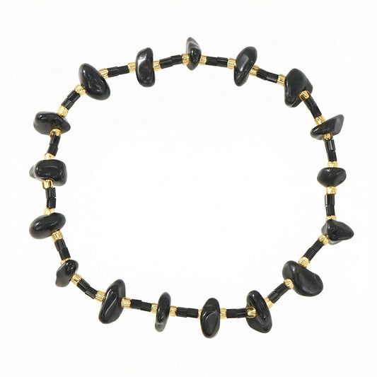 SHINUS BOHO Healing Natural Crystal Beaded Stretch Bracelet for Women,Handmade Boho Irregular Hematite Energy Stones Grounding Protection Strength Bracelet Summer Beach Fashion Jewelry Gift Friendship