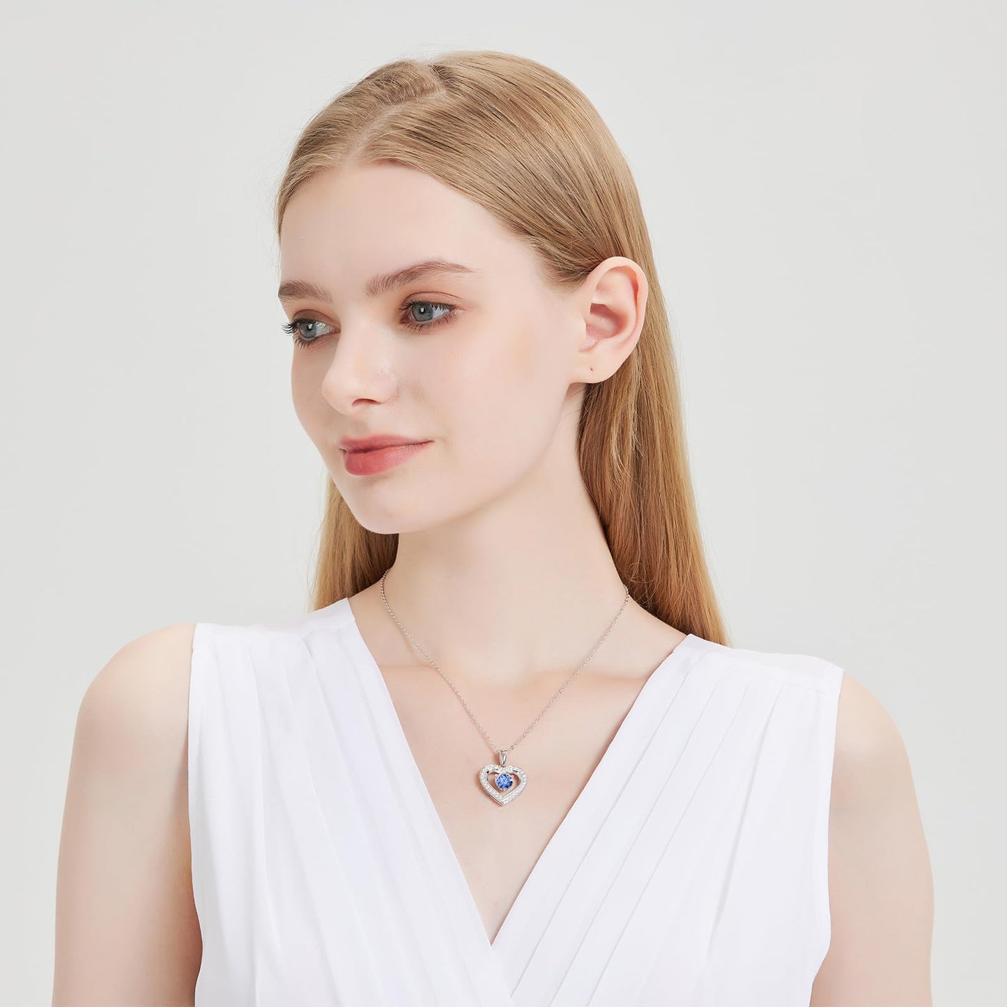 lulupanda 31-Stone Birthstone Heart Necklace for Women | 2ct Moissanite & 30 Sparkling Accents | Valentine's Day, Birthday,Mother's Day, Christmas Gift for Wife, Mother, Girlfriend