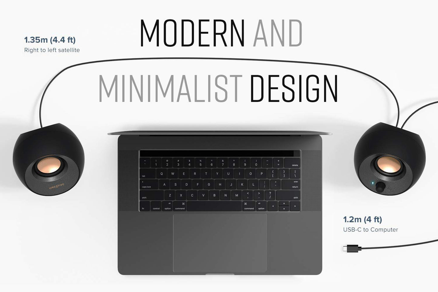 Creative Pebble V3 Minimalistic 2.0 USB-C Desktop Speakers with USB Audio, Clear Dialog Enhancement, Bluetooth 5.0, 8W RMS with 16W Peak Power (Black)