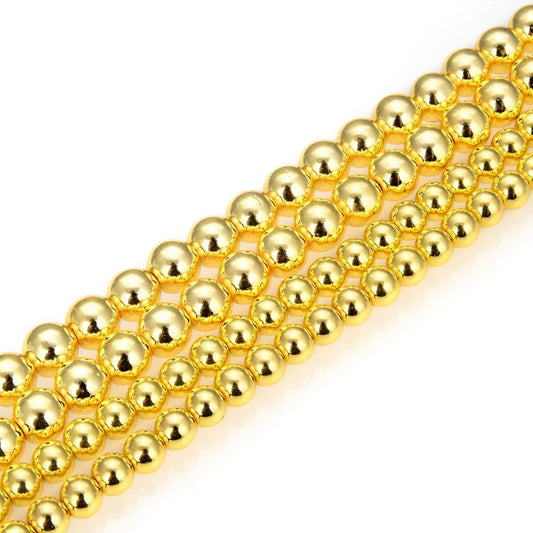 40pcs Adabele Grade A Natural Hematite Gold Plated Healing Gemstone 10mm Round Loose Beads Gem Stone Spacer for DIY Craft Jewelry Making GFC-C10