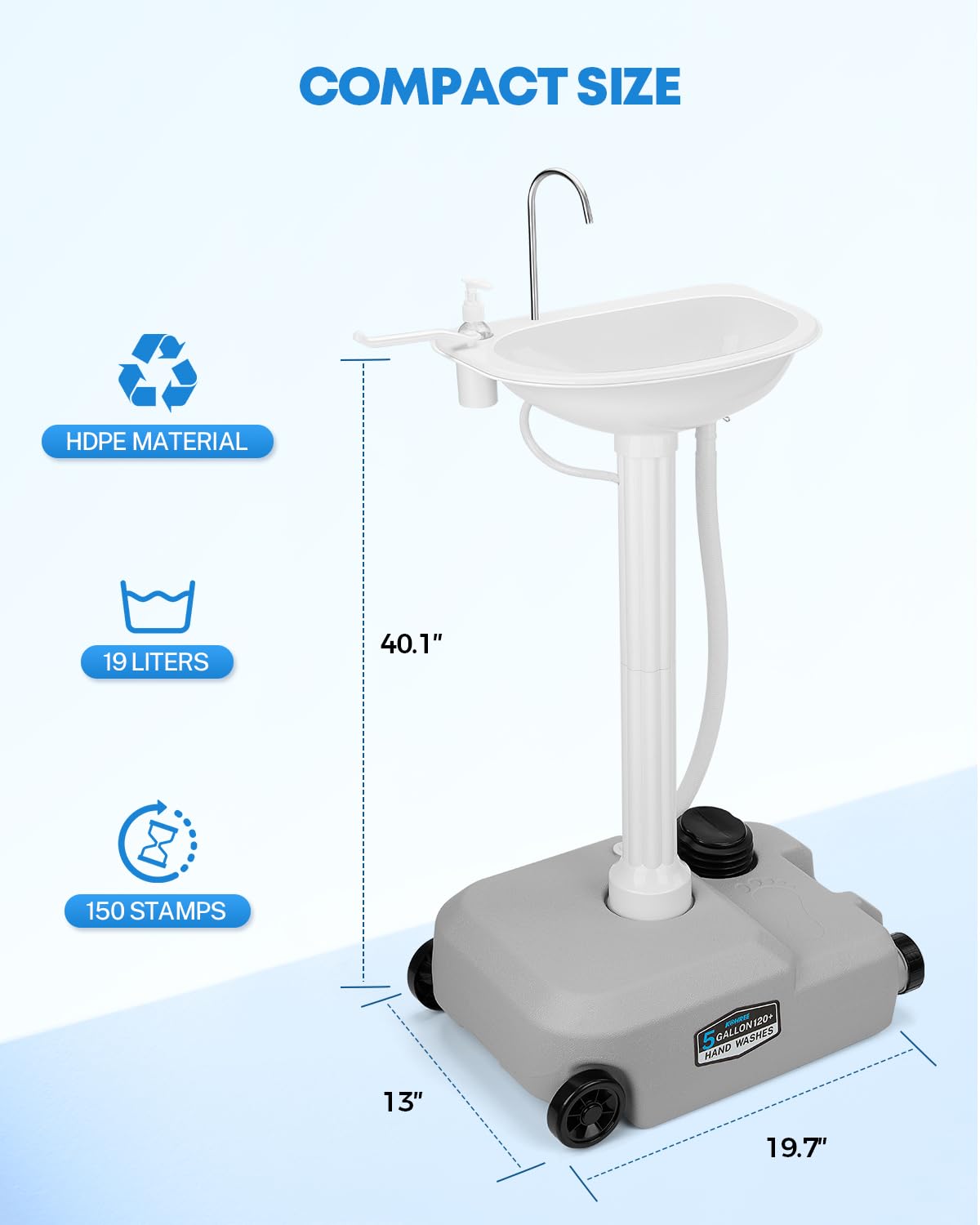 Kohree Portable Sink and Toilet Combo, 5 Gal Camping Sink Hand Washing Station & 5.8 Gal Camping Toilet, Detachable Wastewater Recycled, Perfect for Outdoor Camping RV Travel Boat Garden