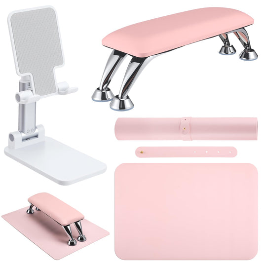 Demissle 3 Pcs Nail Art Tools and Accessories Include 1 Detachable Big Arm Rest for Nails Cushion, 1 Nail Art Table Mat, 1 Cell Phone Stand, for Manicure Technician Salon Home Use
