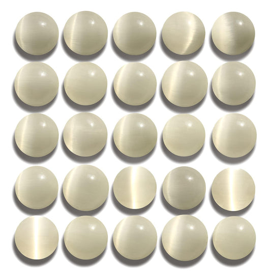 NITOPUPU 100Pcs 8mm Natural Smooth White Cat Eye Beads Round Loose Gemstone Stone Beads for Jewerly Making with Crystal Stretch Cord
