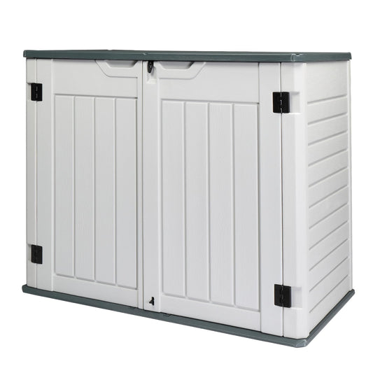VINGLI Upgraded 260 Gallon Outdoor Storage Box, Lockable HDPE Storage Containers with Lid, Wooden Grain Surface Deck Box Patio Furniture for Garden, Pool, Balcony, Yard