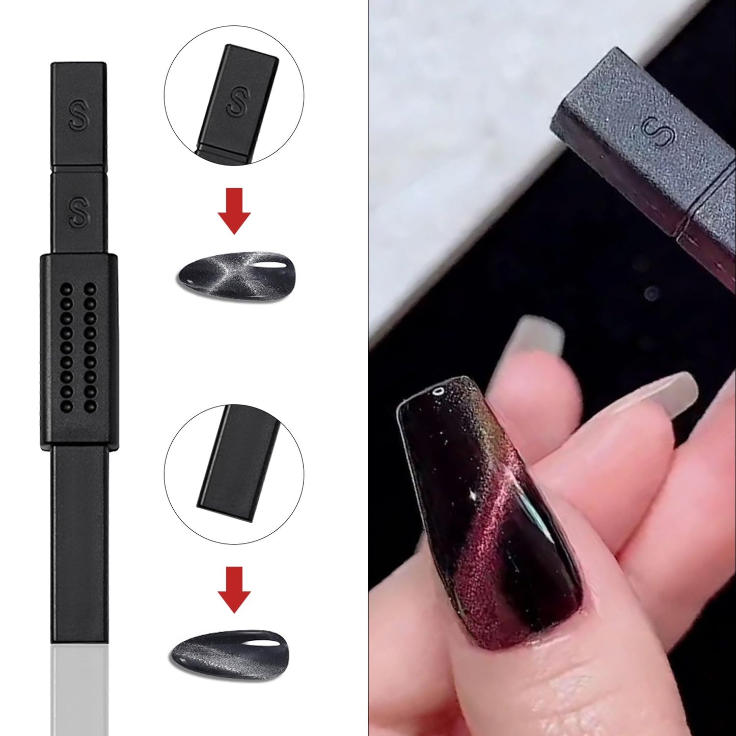 WOKOTO 9Pcs Nail Magnets For Nail Art Tools Cat Eye Magnet For Nails Gradient Ombre Cat Eye Designs Cateye Magnet Nail Polish Magnets Pens Multiple Nail Art Magnet Sticks Wands Nail Design Magnets
