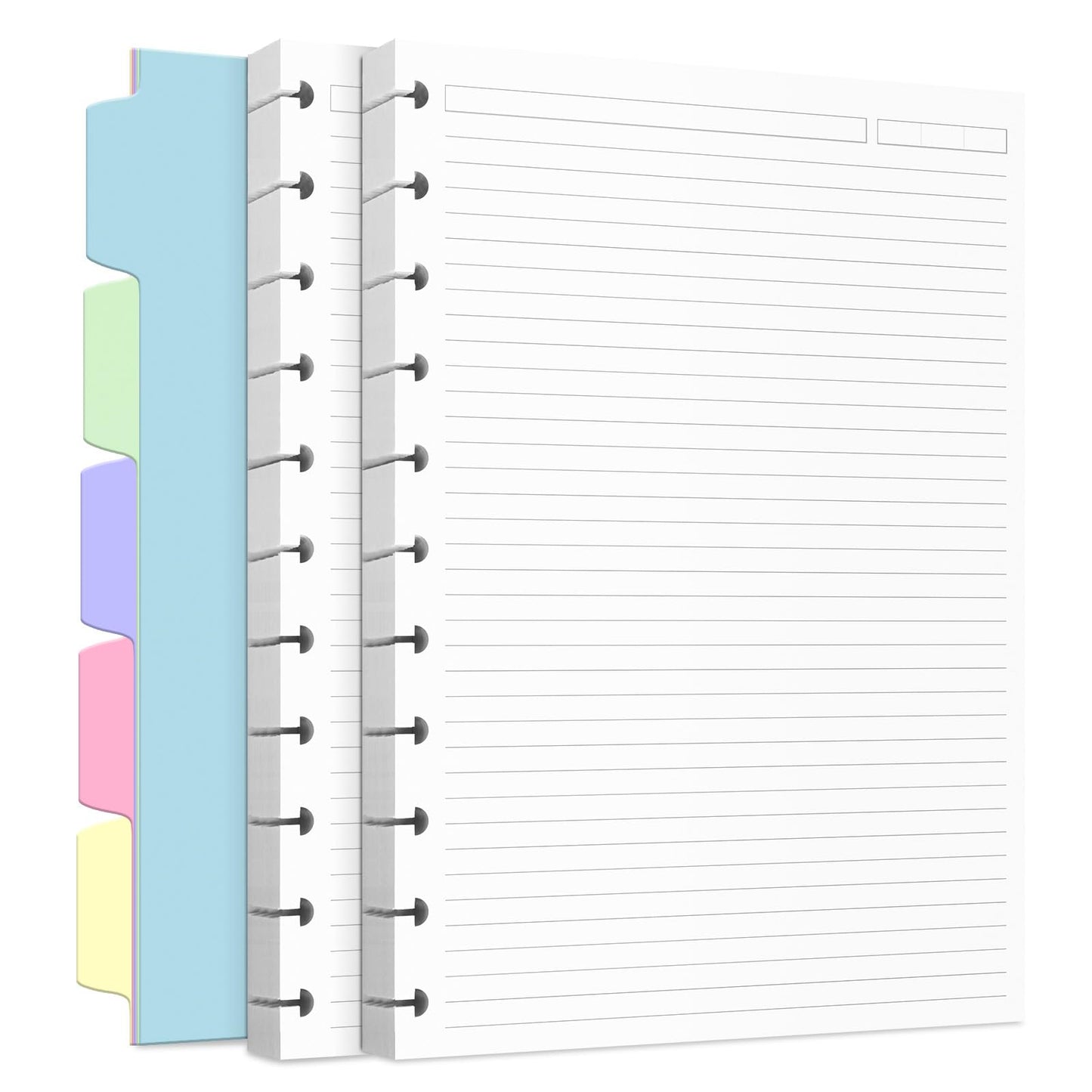 Discbound Refill Paper, Disc Paper Refill for Note-Taking System Discbound Planner Inserts with 240 Pages, 5 Sheets Dividers,White Paper Refill, Letter Size 8.5" x 11 "