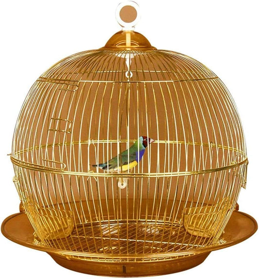Professional Birdcage Pet Supplies Bird Carrier Gardening Decor Bird Cages Home Decor, Retro Golden Bird Cage,Elegant Decoration Parrot Cage,Dove Pearl Bird Canary Cage(Gold E)