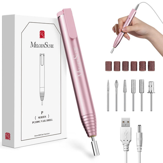 MelodySusie PocketNail Slim Ergonomic Pen-Shaped USB Nail Drill, PC100G 20000RPM Portable Electric File for All Manicure, Pedicure Nail Care, Shaping & Gel Removal at Home for Beginners