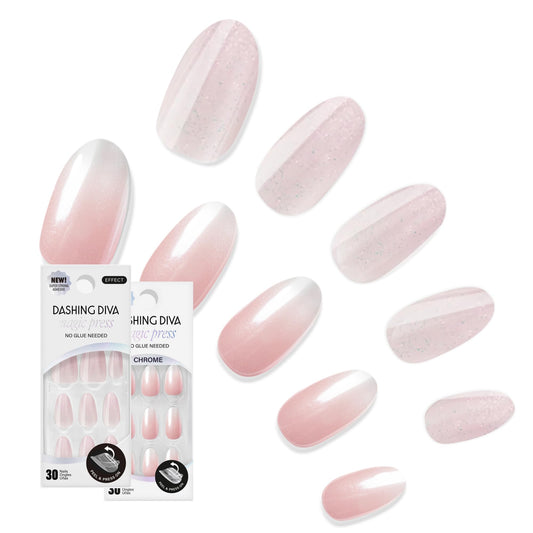 Dashing Diva Magic Press Premium Nail Bundle - Pretty Little Pinks Collection - Press On Nails- Pretty Thing & Rosewater Glaze Almond - Long Lasting Gel - Lasts Up to 7 Days - 2 Sets