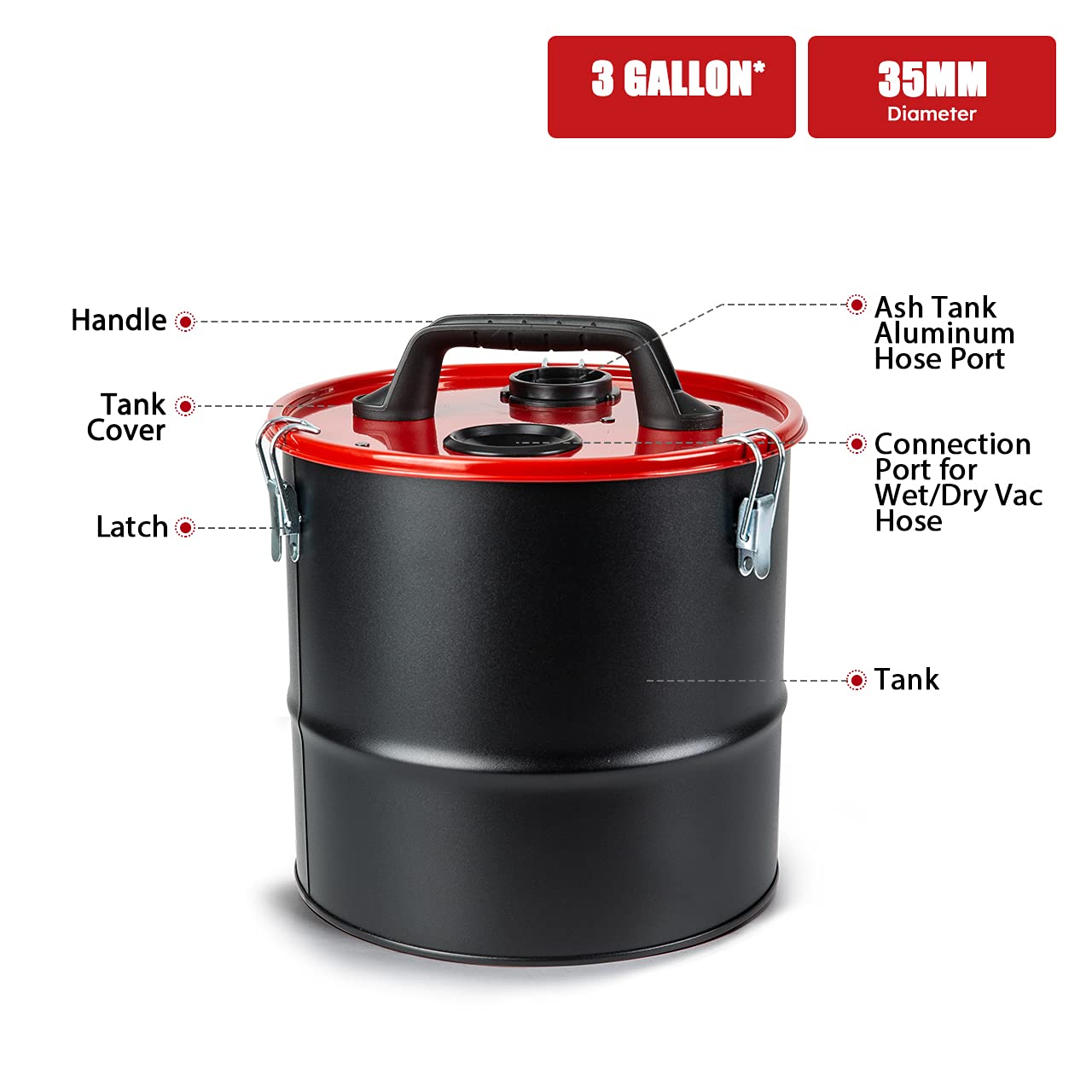 Vacmaster VOC508S 1102 5 Gallon Stainless Steel Wet Dry Shop Vacuum and 3 Gallon Ash Tank Combo