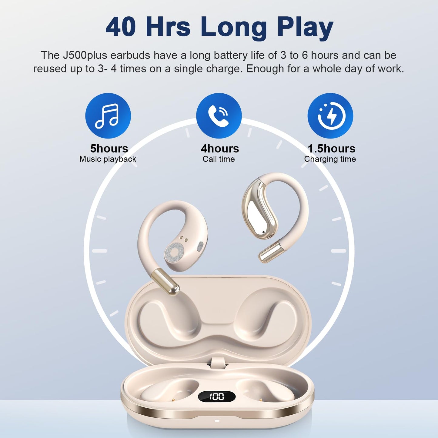 AI Translation Earbuds Real Time, 164 Language Translator Earbuds OWS 3-in-1 Translation Headphones, Translation Device for Travel Business Learning Compatible with iOS and Android,Khaki
