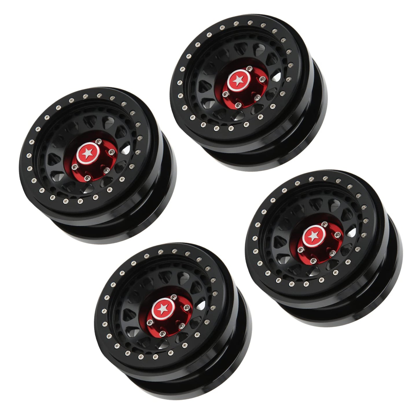 4 PCS 2.9 Inch Wheels 12 Hole Alloy Wheels, 1/6 Car Wheels for AXAIL SCX6 1/6 Car(Black)