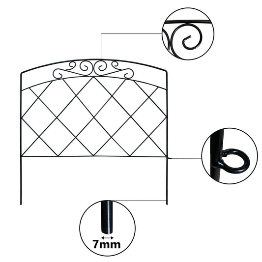 Thealyn Decorative Garden Fence 24 in H x 24 in W (5 Panels, Total Length 10 ft) Rustproof Metal No Dig Fencing Animal Barrier Fence, Outdoor Border for Dog, Yard, Patio, Flower, Bed