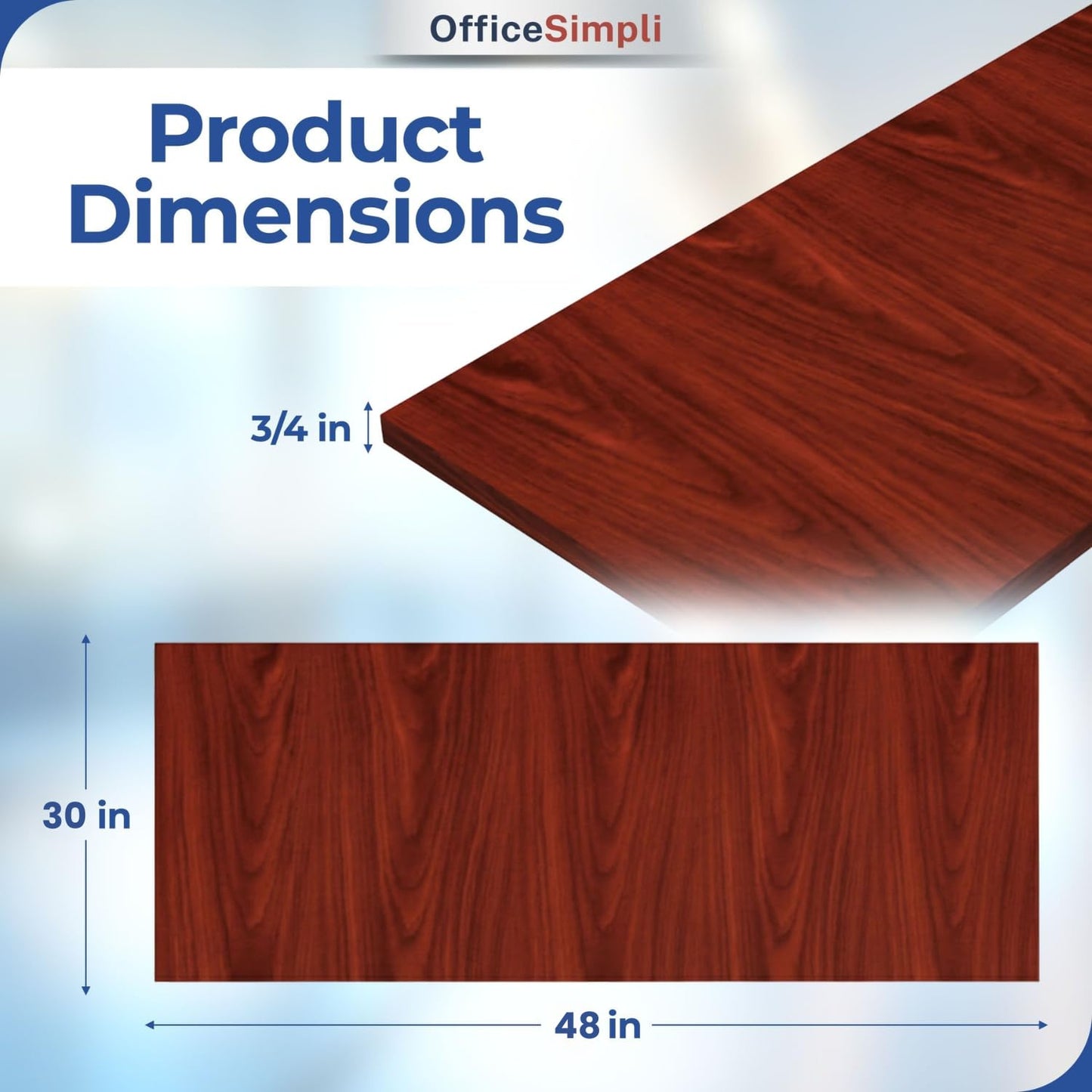 OfficeSimpli 48 x 30 Inch Desk Top, Made in USA Replacement Table Top for Sit-to-Stand Adjustable Desk Frame, Workbench or Countertop for Classroom, Home and Office (Desk Top Only) - Mahogany