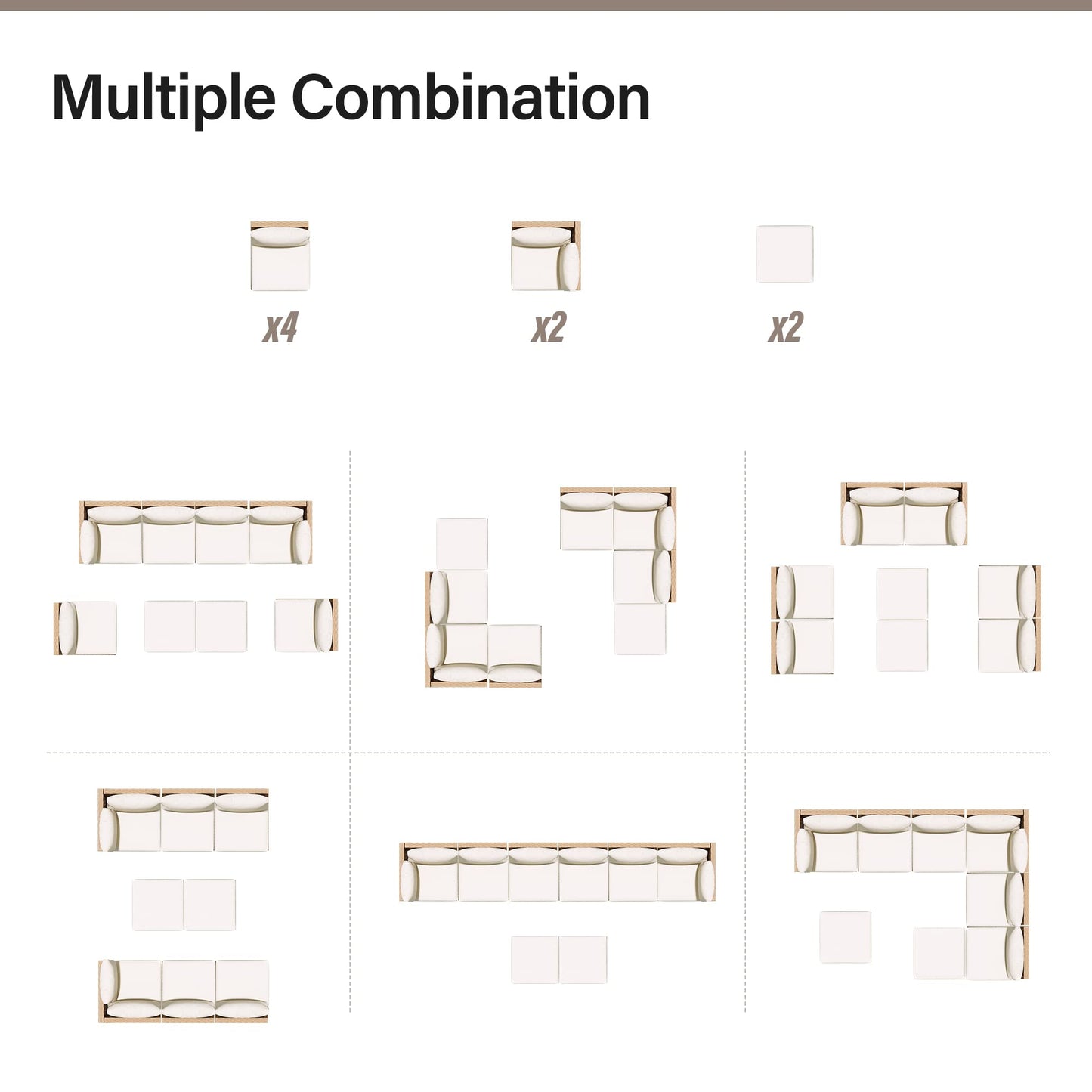 LAUSAINT HOME Outdoor Patio Furniture, 8 Piece Outdoor Sectional Sofa PE Rattan Wicker Patio Conversation Sets,All Weather Patio Furniture Set with Thick Cushions for Garden, Poolside, Backyard(Beige)