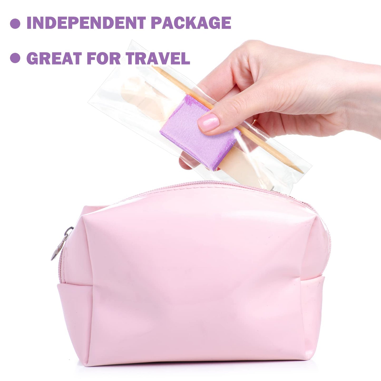 Leelosp 120 Sets Disposable Manicure Kit Basics 3 Pieces Nail Kit, White Wood Nail File 180/180 Grit, Purple Mini Buffer 100/100 Grit, Individually Packed Mini Pedicure Set for Fingernails Toenails