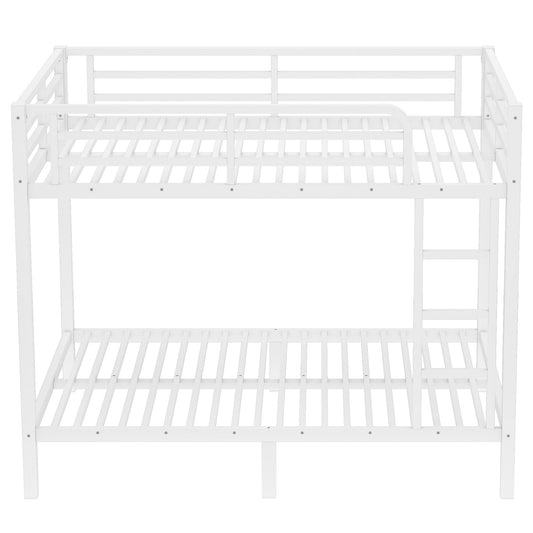 Bellemave Full Over Full Bunk Bed with Build in Ladder, Heavy Duty Bunk Beds with Full Length Guardrail, Easy Assemble, Mattress Not Included, White