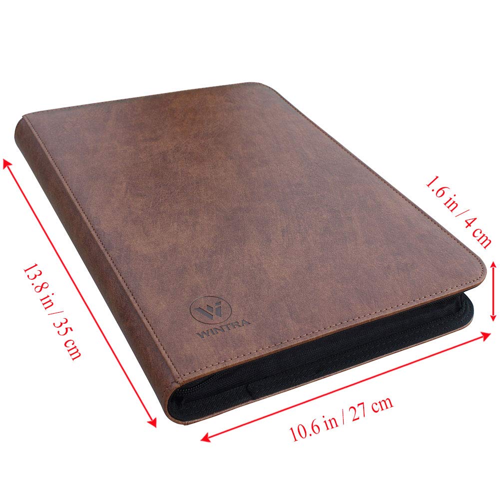 WINTRA 504 Pockets Classical Brown leather Card Binder, Premium 9-Pocket Trading Card Collectors Album, Side Load Card Holder for Various Trading Cards (Brown)