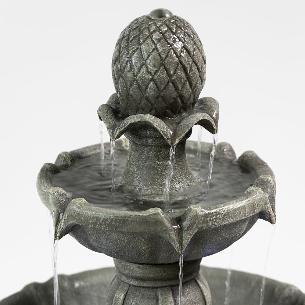 Warm Garden 3 Tiered Outdoor/Indoor Water Fountains –42.2 in. Tall, Like Stone Bird Bath for Outside, Elegant Waterfall Feature for Garden, Yard, Patio, Home Decor (Grey)