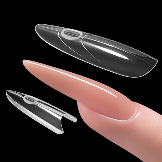 Plman 240 PCS Sandwich Nail Dual Forms, 14 Sizes Nail Tips for Builder Gel, Dual Forms for Polygel, Nail Extension for Beginner & Professional, Create Salon Quality Nail Art at Home (Oval)