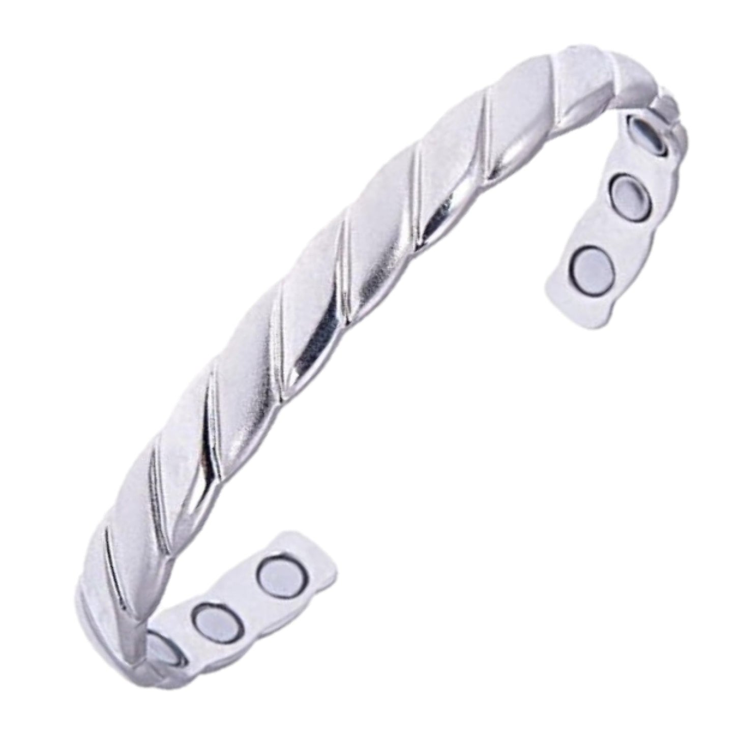 Earth Therapy Original Copper Magnetic Cuff Bracelet for Men & Women – Silver Braided Style – Adjustable - Ultra Strength