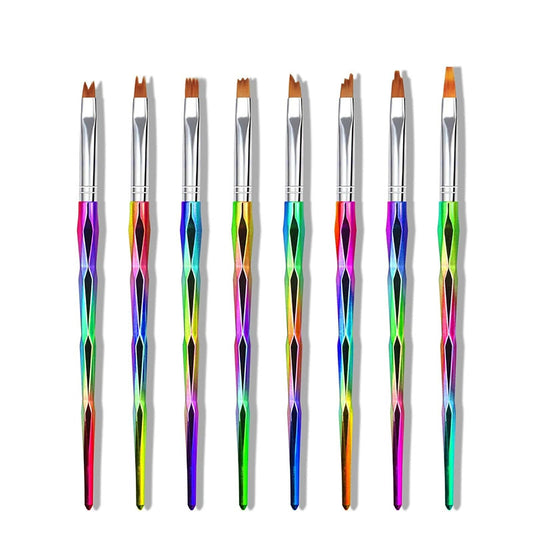 HNRongkya Nail Art Brush Set, Colorful Round Brushes for Gel Polish, Acrylic and Flower Design,8 PACK