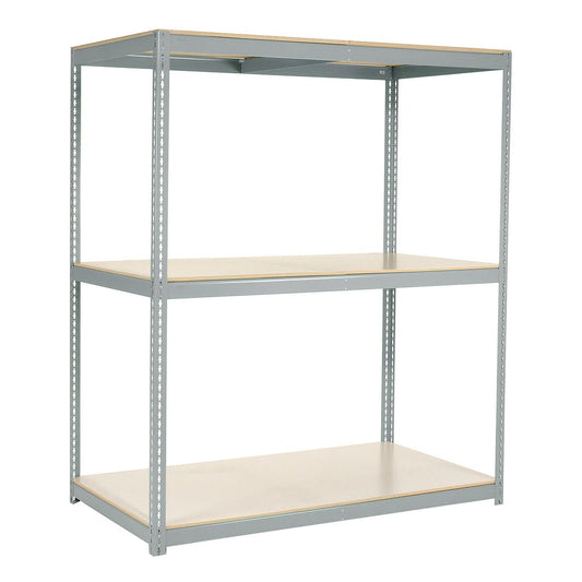Global Industrial Wide Span Rack with 3 Shelves Laminated Deck, 900 Lb Cap Per Level, 72" W x 48" D x 96" H, Gray