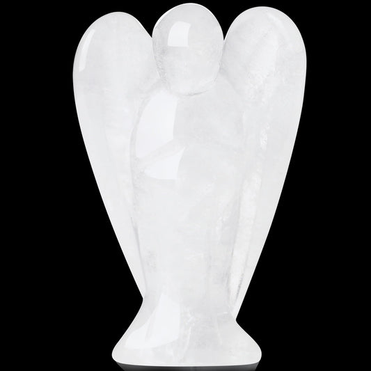 YATOJUZI 3" Clear Quartz Angel Decor Big Hand-Carved Angels Guardian Sculpture Statue Figurines Natural Crystal Stones and Healing Crystals White Home Room Office Desk Decoration Gifts for Women Men