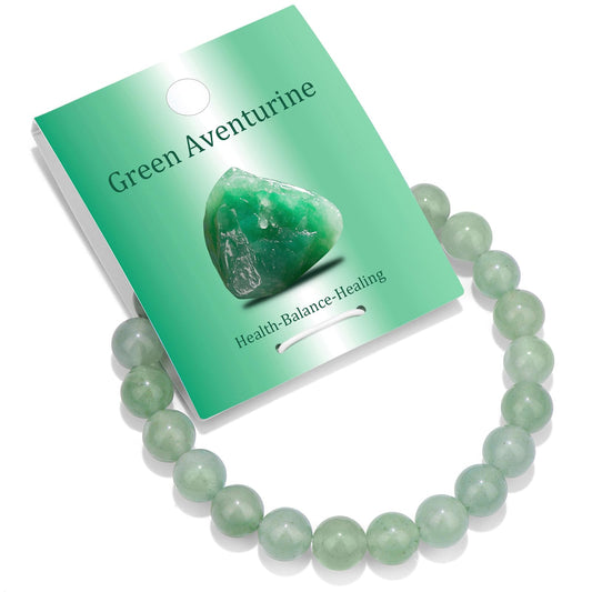 Vinswet Healing Crystal Bracelets for Women Men 8mm Green Aventurine Natural Stone Beaded Stretch Bracelet Handmade Gemstone Reiki Spiritual Jewelry Gifts
