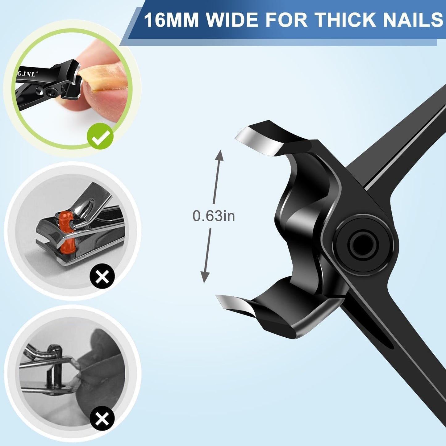 Toenail Clippers for Seniors Thick Toenails, Angled Head Large Toe Nail Clippers for Men, Ultra Wide Jaw Opening Nail Clippers Set, Sharp Heavy Duty Precision Stainless Steel Nail Cutte
