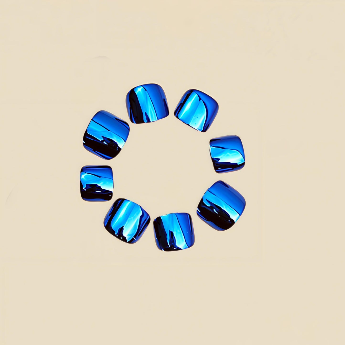 Electroplating Klein Blue Press on Toes Nails Square Fake Toe Nails with Chrome Plated Designs Full Cover Royal Blue Metallic Mirror Acrylic Toe Toenails for Women Girls Summer Daily Wearable 24Pcs