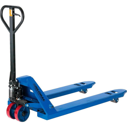 Global Industrial Low Profile Narrow Fork Pallet Jack Truck with 21" W x 48" L Forks, 4500 Lb. Capacity, Manual Duty Truck for Warehouse, Manufacturing and Retail