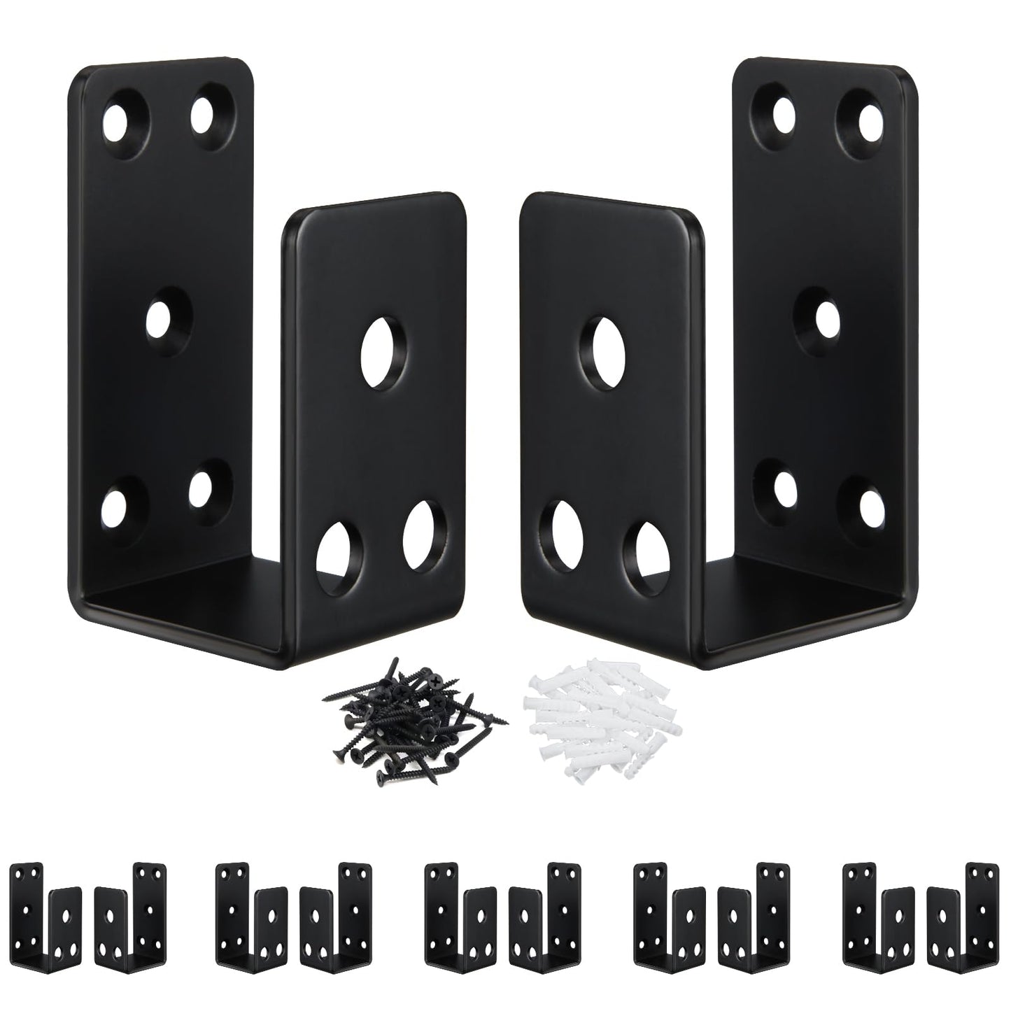 12Pack Door Barricade Brackets,Heavy Duty Door Security Bar, Open Security Bar Holder U Brackets, Fits 2 x 4 Lumber for Door Brace, Home, Garage, Barn, Shed, Gate Security, Black