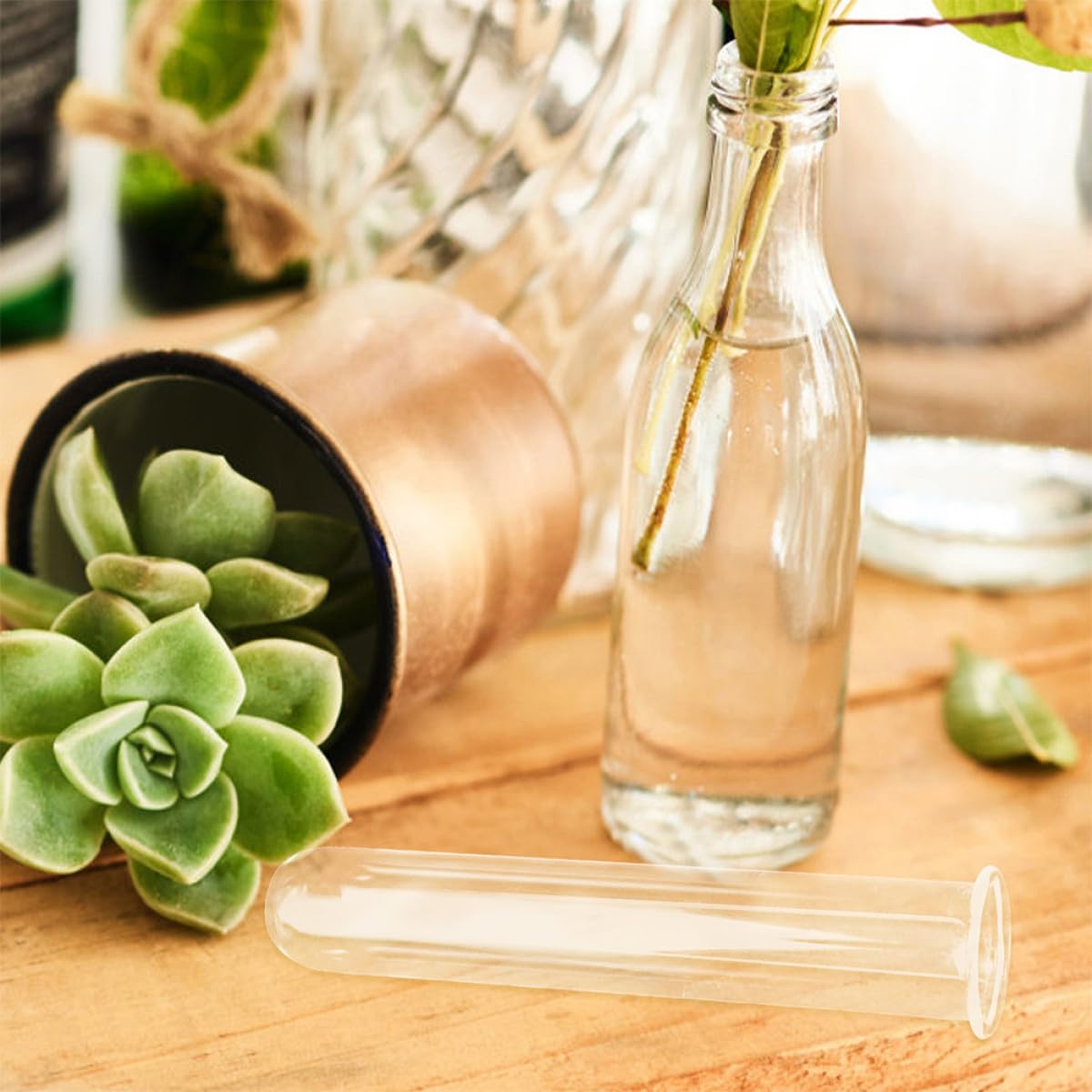 KALLORY 4Pcs Glass Test Tube Vases Hydroponic Propagation Planter Tubes 2.5X3X18Cm Glass Plant Holder for Home Office Desktop Terrarium Decor