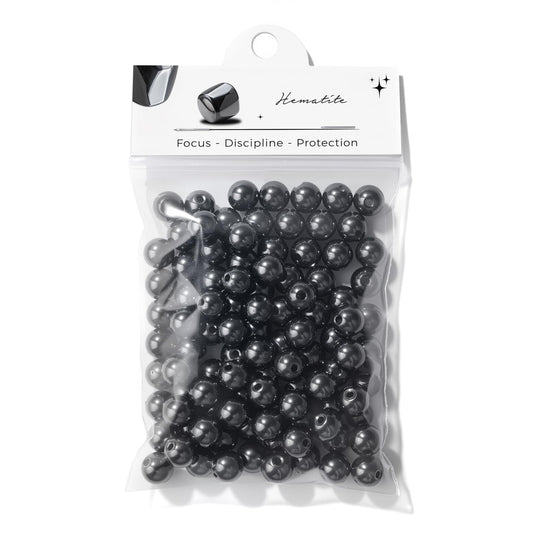 Raicegs 100pcs 8mm Hematite Beads Natural Gemstone Beads Round Loose Beads for Jewelry Making DIY Bracelets Necklace