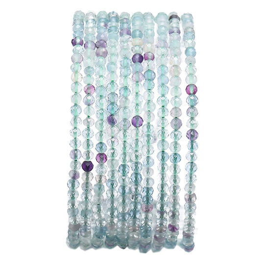 BEADIA Faceted Natural Fluorite Stone Round Loose Semi Gemstone Beads for Jewelry Making 2-2.5mm 38cm
