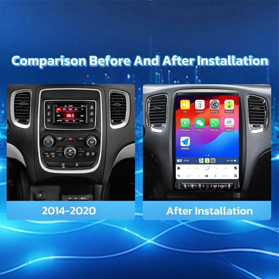 14 Inch Touch Screen Android 13 Car Radio for Dodge Durango Stereo Upgrade Tesla Style Head Unit Multimedia Player Android Auto Carplay GPS Navigation (2014-2020 Year)