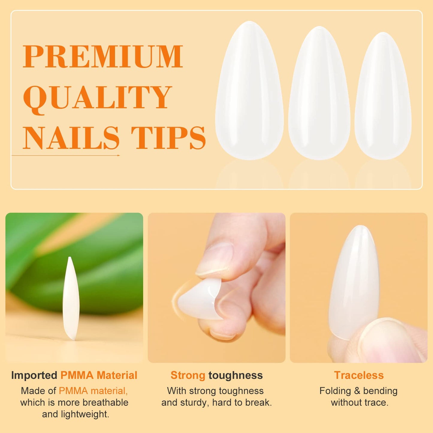 SAVILAND Gels Nail Kit Almond: Natural Nail Tips 500 Pcs and 4 In 1 Nail Glue Gel, U V/LED Nail Lamp Pre-shaped White Full Cover False Nails for Acrylic Nail Kit Nail Art DIY Salon At Home Gift