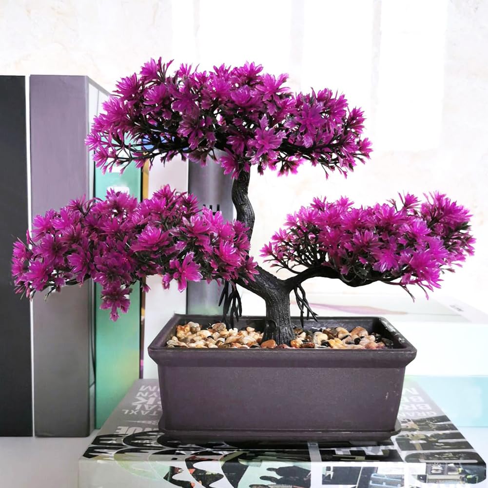 iayokocc Artificial Bonsai Tree, Juniper Faux Plants, Indoor Small Fake Plants Decor for Home Bedroom Office Desk Farmhouse Decor
