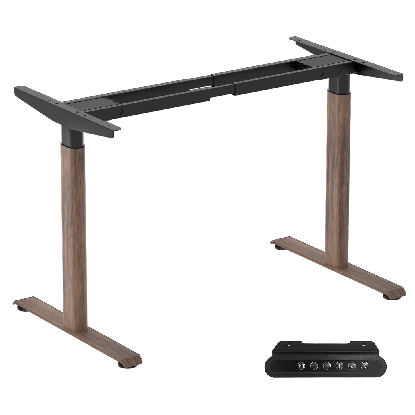 ERGO COLLECT Dual Motor Standing Desk Frame with Oval Legs, Electric Adjustable Sit Stand Desk Base for up to 70.8"x31.5" Table Tops, Sturdy Computer Desk Frame for Home Office Workstation (Walnut)