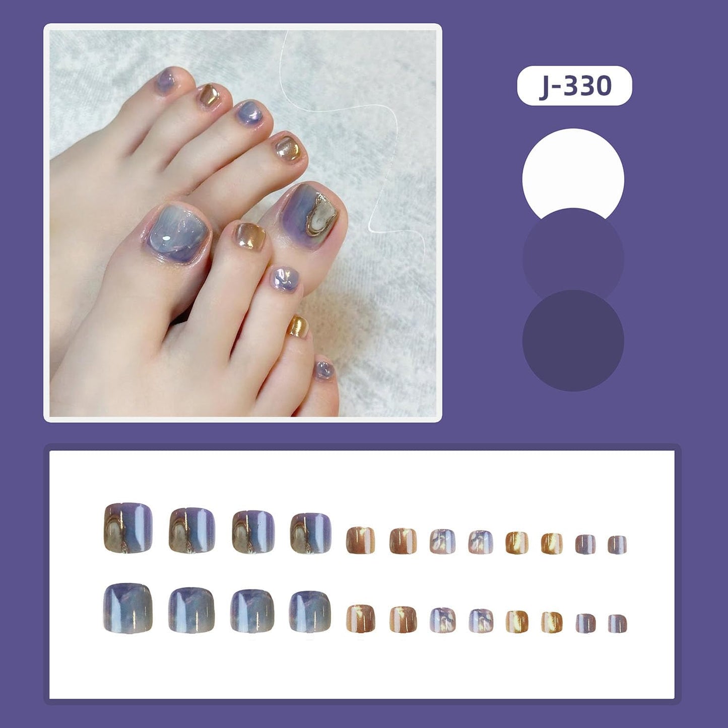 FIEONCIY Press on Toenails with Designs Acrylic Fake Nails for Toe Artificial False Nails with Charms Press on Toe Nails for Spring Summer Stick on Toenails for Women Girls(WSJ2541)