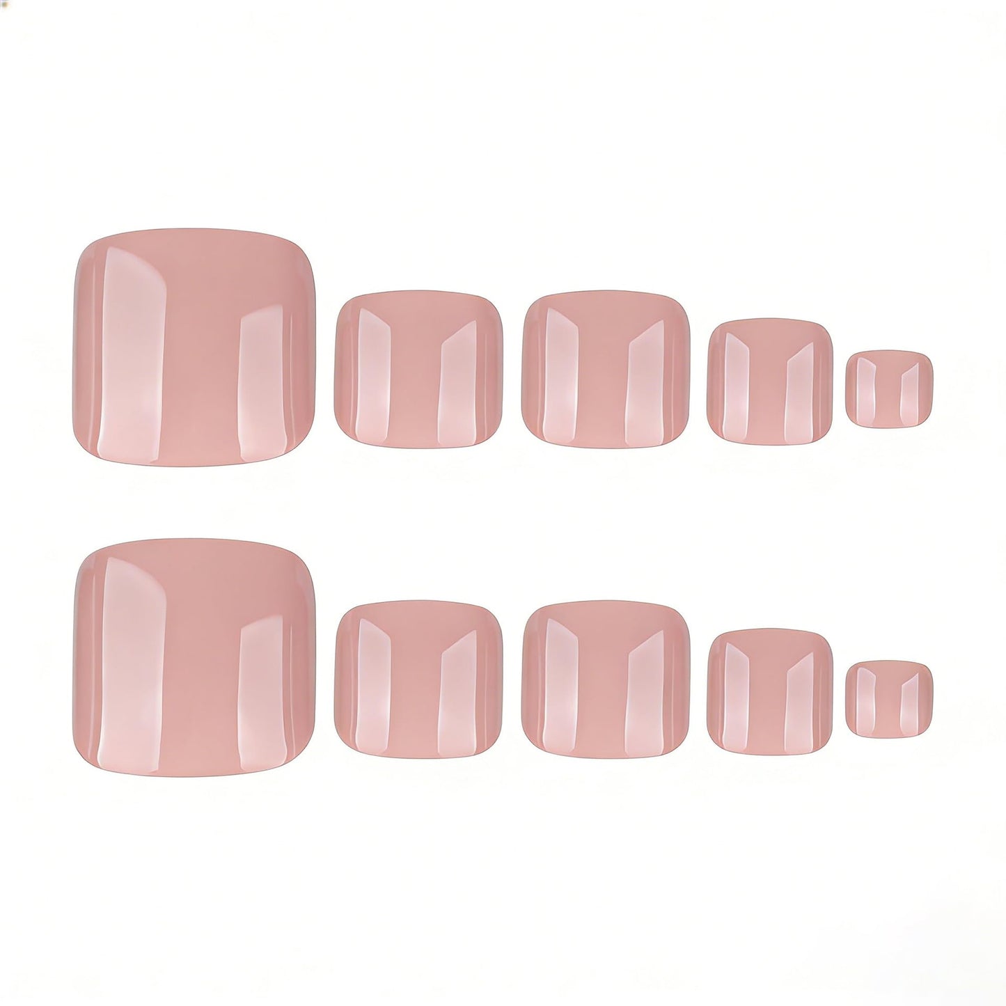 Nude Pink Press on Toenails Short Square Glossy Fake Toe Nails Summer Toenail Press ons Acrylic Toe Nail Tips Reusable Stick on Nails for Women Manicure 24Pcs
