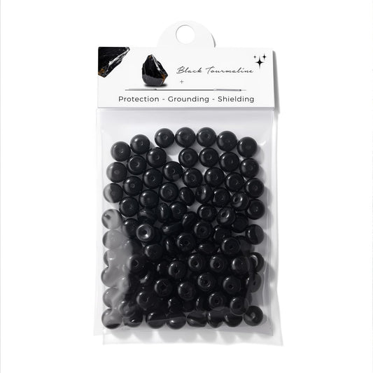 Raicegs 100pcs 5×8mm Rondelle Black Tourmaline Beads Natural Gemstone Beads Abacus Disk Stone Loose Beads for Jewelry Making DIY Bracelets Necklace