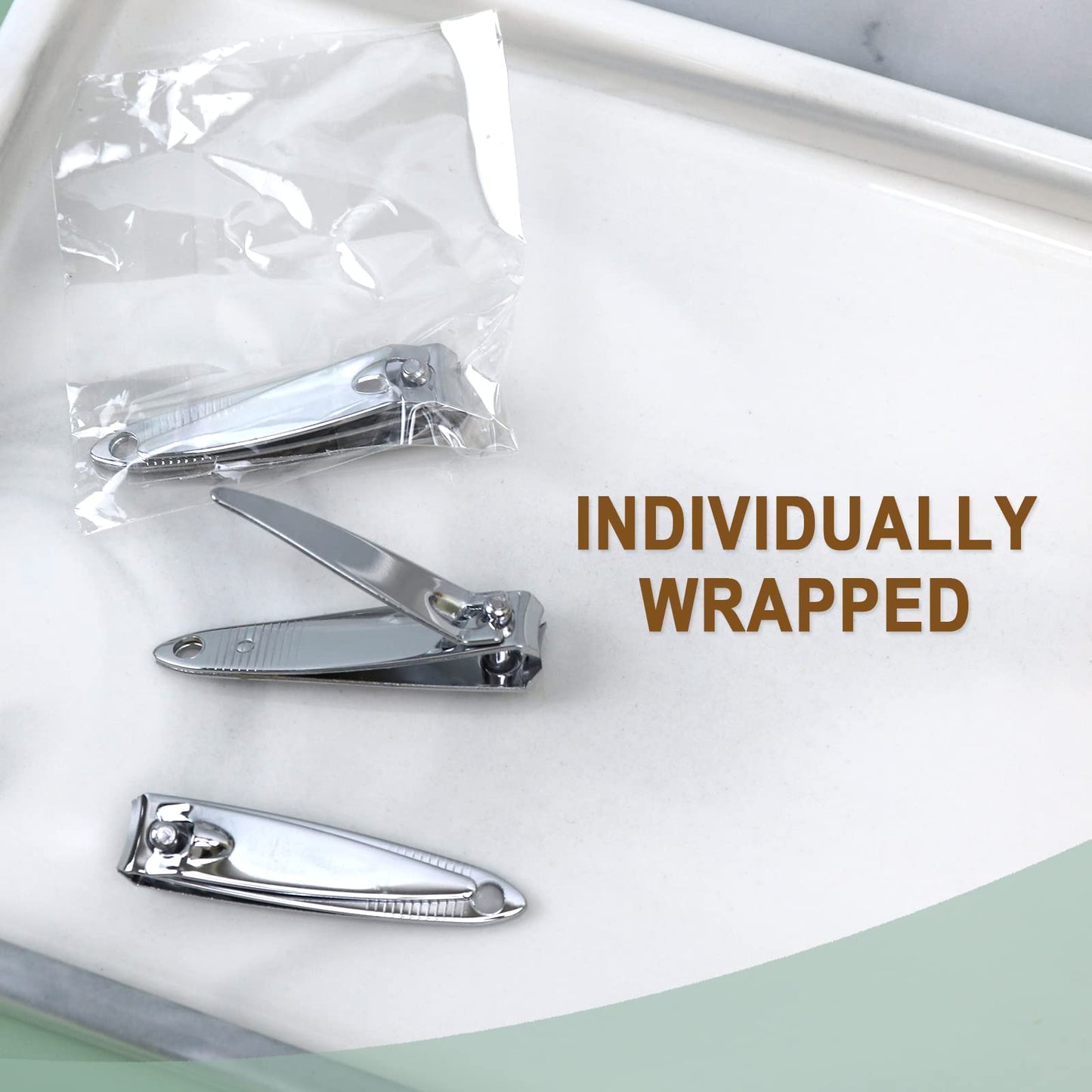 100 Pack Stainless Steel Nail Clippers Individually Wrapped, Nail Clippers Bulk Individually Wrapped for Homeless,Shelter, Air Bnb, Hotel (100 PCS)