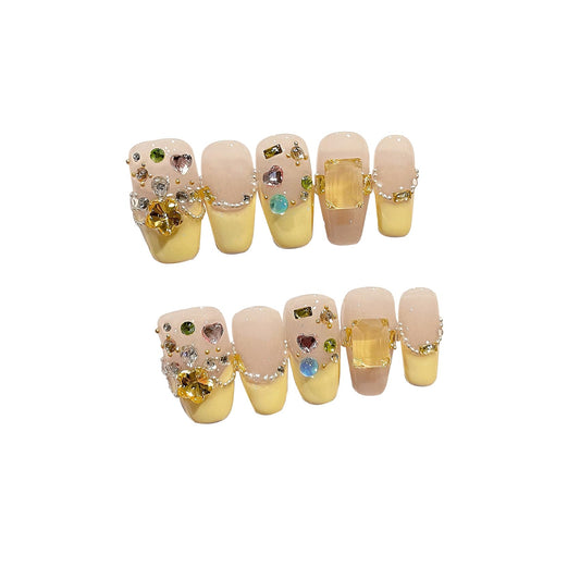 BIBILAZUXE 10 Pairs Medium length Press on Nails 3D Fake Nails - 100% Handmade Reusable False Nails for Women Gift for Valentine's Day Wedding Party(08#South France Holidays,M)