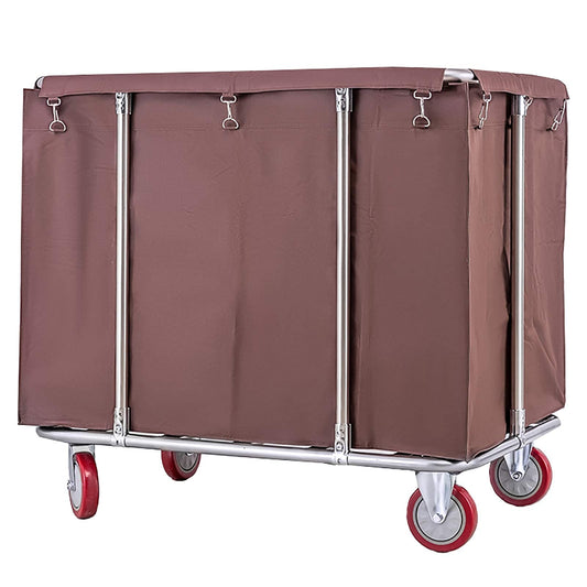 Heavy Duty Laundry Hamper Sorter Cart with 5 Inch Wheels, Large Rolling Trolley for Commercial/Industrial/Salon/Hotel - 330lbs Capacity (Blue 6 Tube) (Brown 6 Tube)
